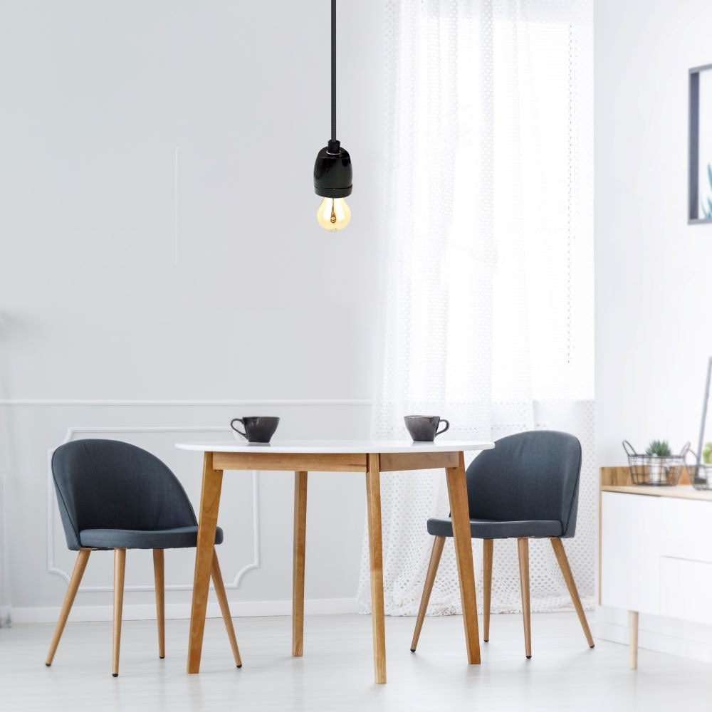 Lampa wisząca / Oprawka: Porcelanowa / Trzonek:E27 / Czarny
