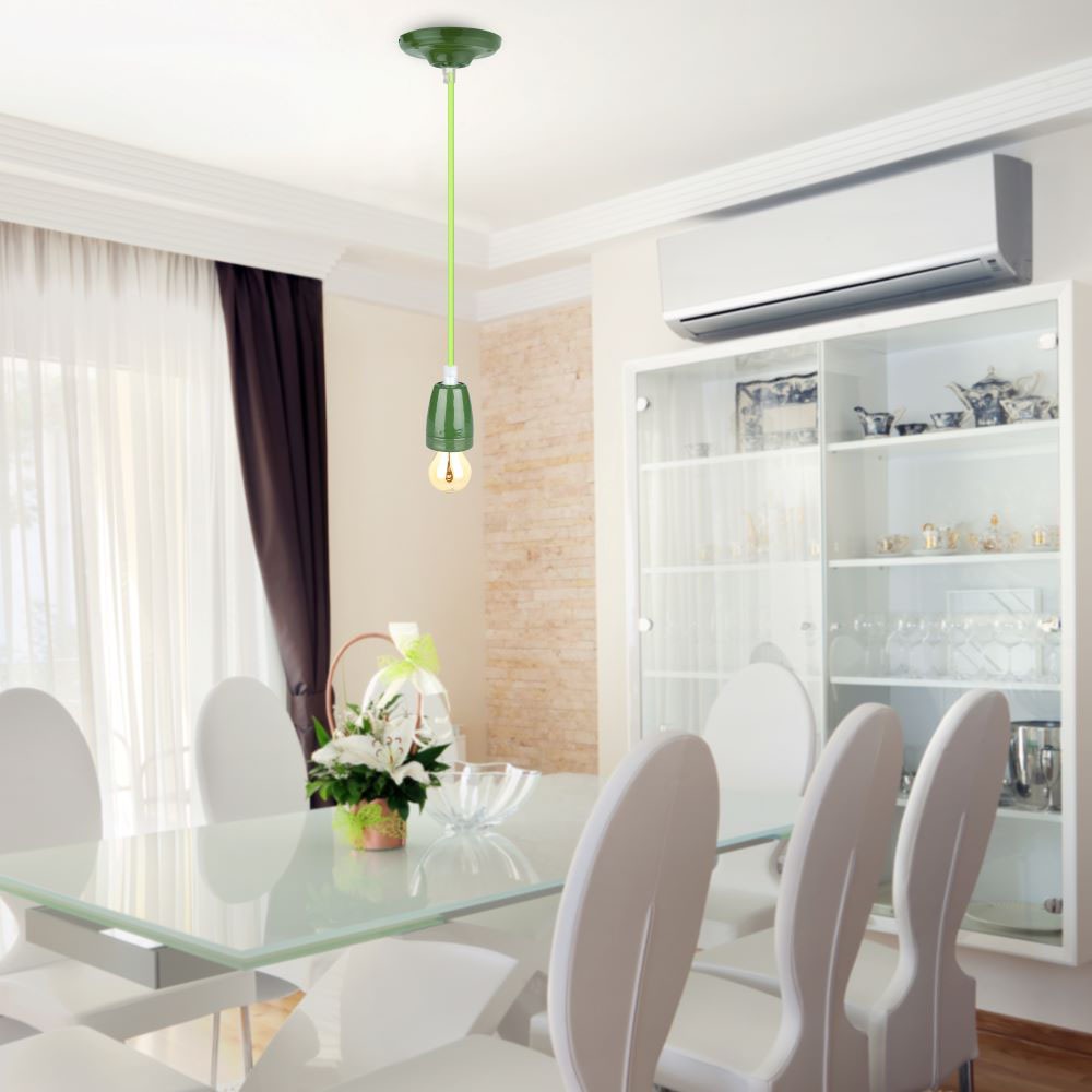 Lampa wisząca / Oprawka: Porcelanowa / Trzonek:E27 / Zielony