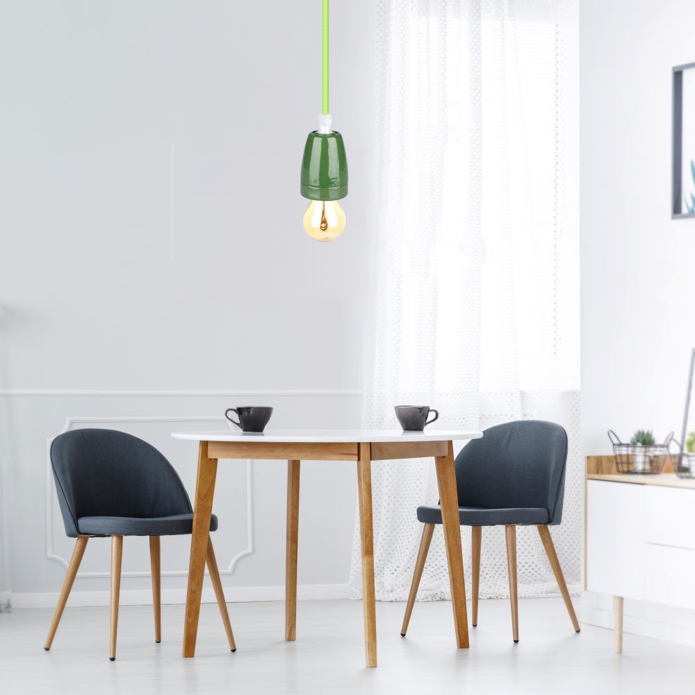 Lampa wisząca / Oprawka: Porcelanowa / Trzonek:E27 / Zielony
