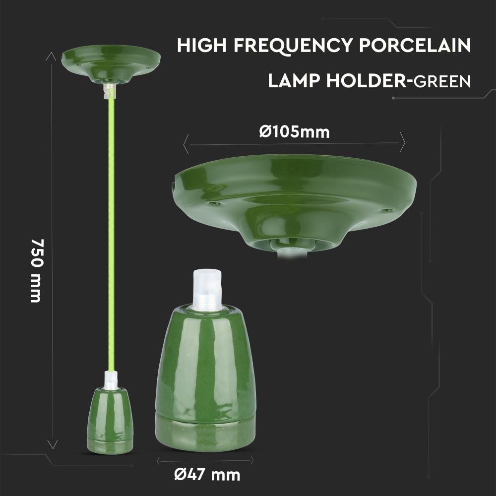 Lampa wisząca / Oprawka: Porcelanowa / Trzonek:E27 / Zielony