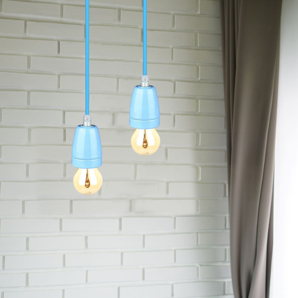 Lampa wisząca / Oprawka: Porcelanowa / Trzonek:E27 / Niebieski