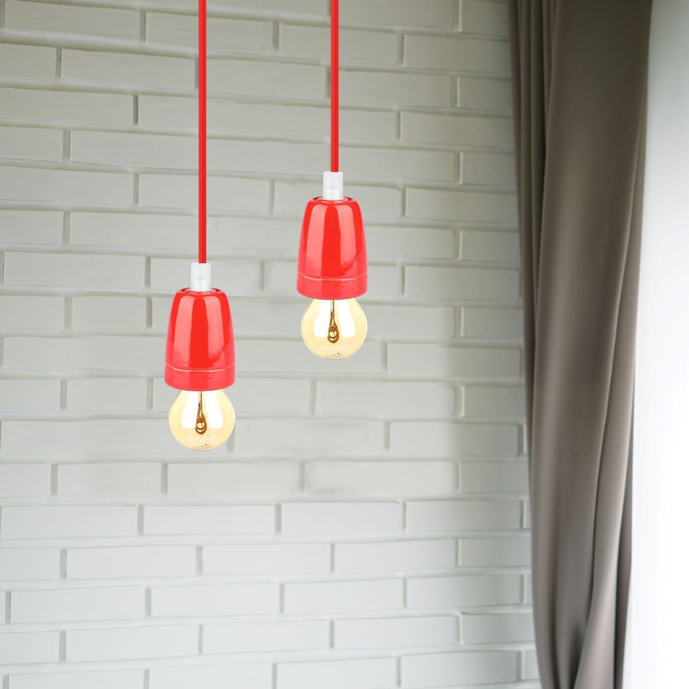 Lampa wisząca / Oprawka: Porcelanowa / Trzonek:E27 / Czerwony