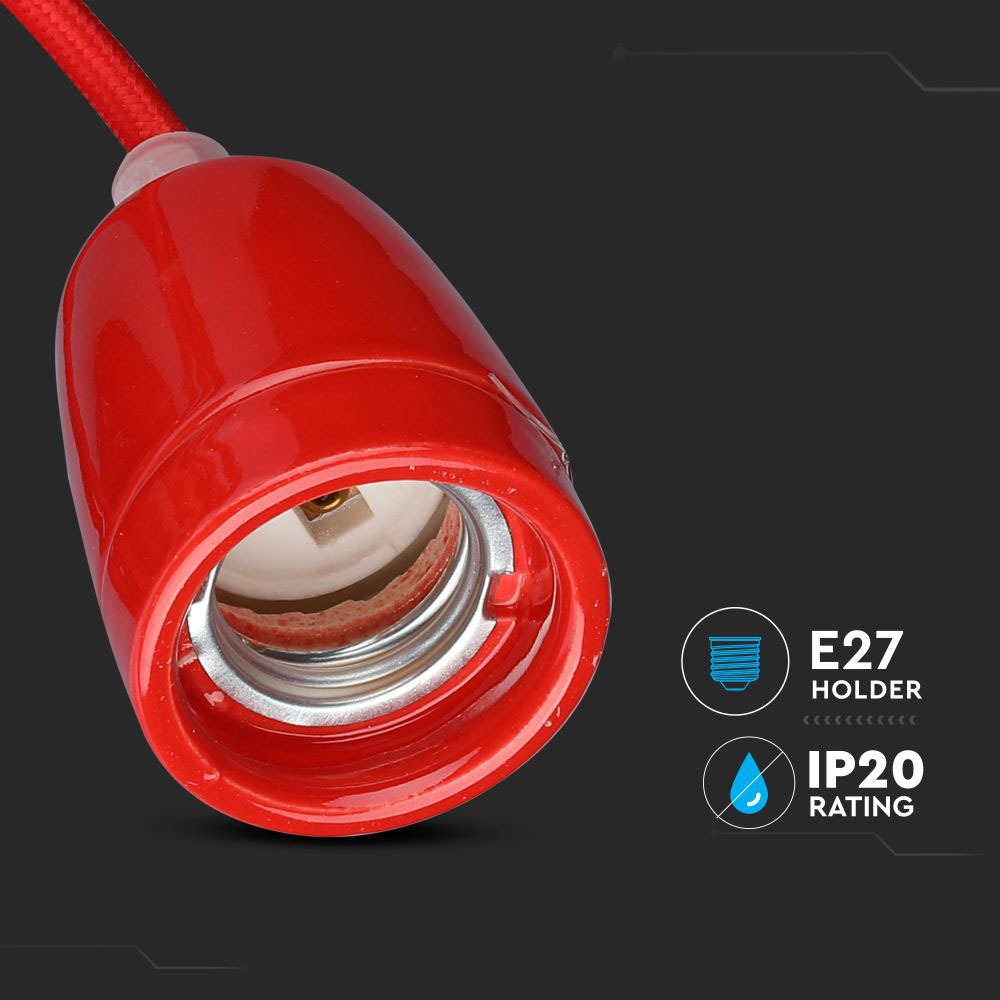 Lampa wisząca / Oprawka: Porcelanowa / Trzonek:E27 / Czerwony