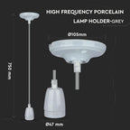 Lampa wisząca / Oprawka: Porcelanowa / Trzonek:E27 / Szary