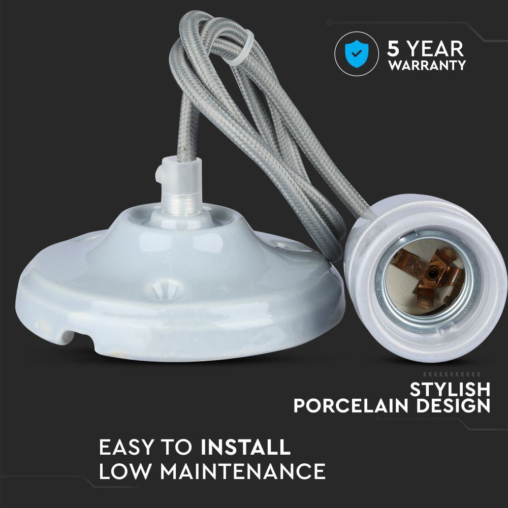 Lampa wisząca / Oprawka: Porcelanowa / Trzonek:E27 / Szary