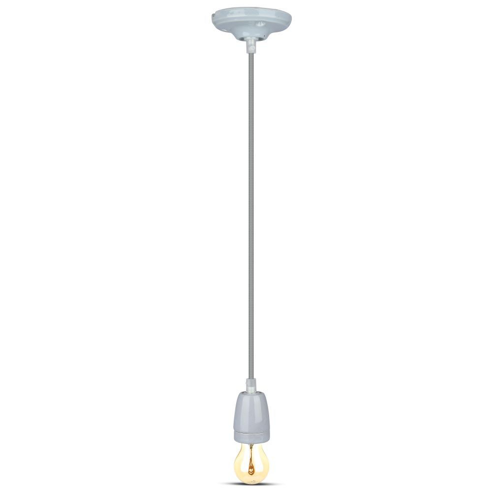 Lampa wisząca / Oprawka: Porcelanowa / Trzonek:E27 / Szary