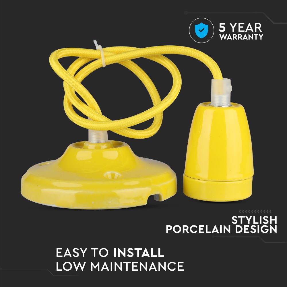 Lampa wisząca / Oprawka: Porcelanowa / Trzonek:E27 / Żółty
