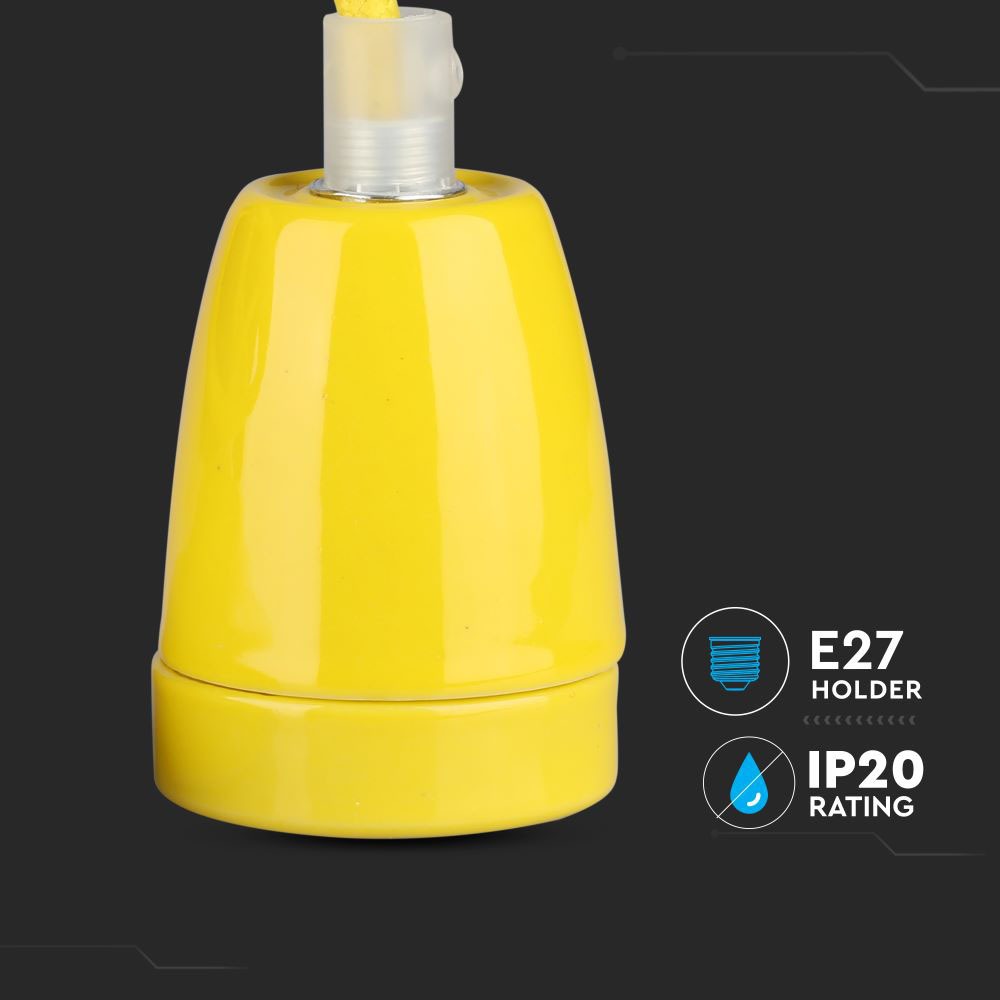 Lampa wisząca / Oprawka: Porcelanowa / Trzonek:E27 / Żółty