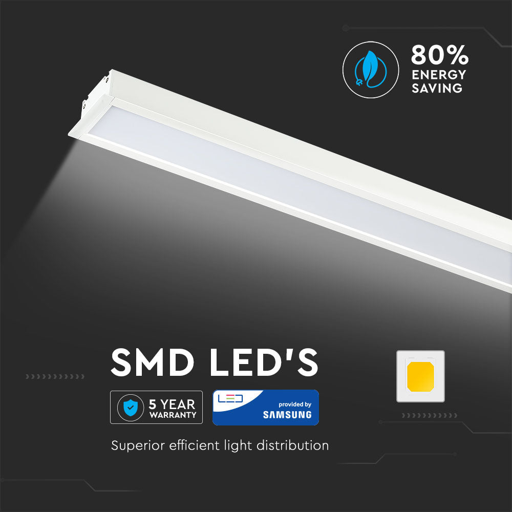 40W Oprawa Liniowa LED Podtynkowa / Chip SAMSUNG / Barwa:4000K / 5 Lat gwarancji / Obudowa: Biała