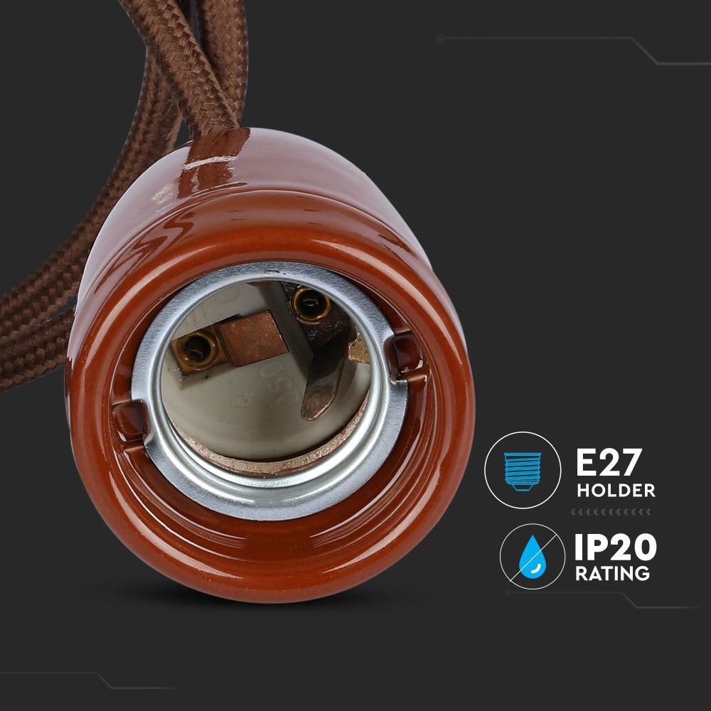 Lampa wisząca / Oprawka: Porcelanowa / Trzonek:E27 / Brązowy