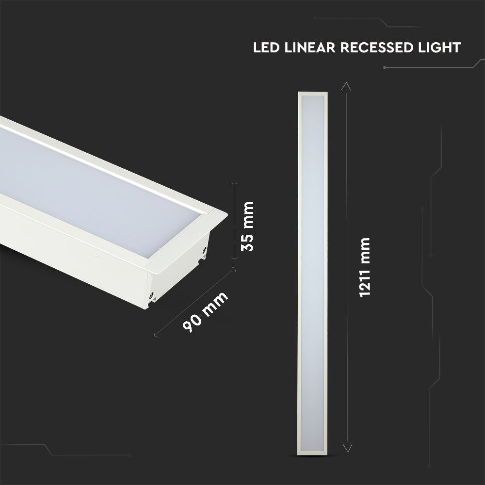 40W Oprawa Liniowa LED Podtynkowa / Chip SAMSUNG / Barwa:4000K / 5 Lat gwarancji / Obudowa: Biała