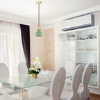 Lampa Wisząca / Beton + Drewno / Zielony / Średnica: 125