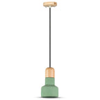 Lampa Wisząca / Beton + Drewno / Zielony / Średnica: 125