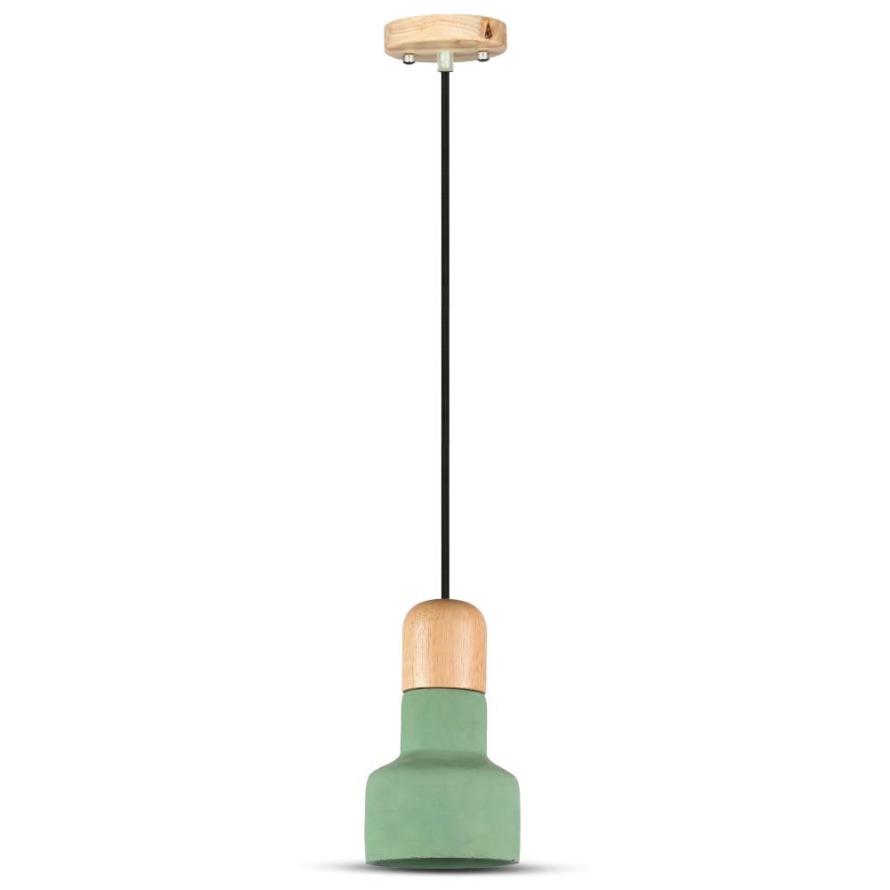 Lampa Wisząca / Beton + Drewno / Zielony / Średnica: 125