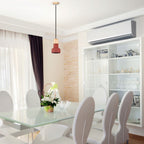 Lampa Wisząca / Beton + Drewno / Czerwony / Średnica: 125
