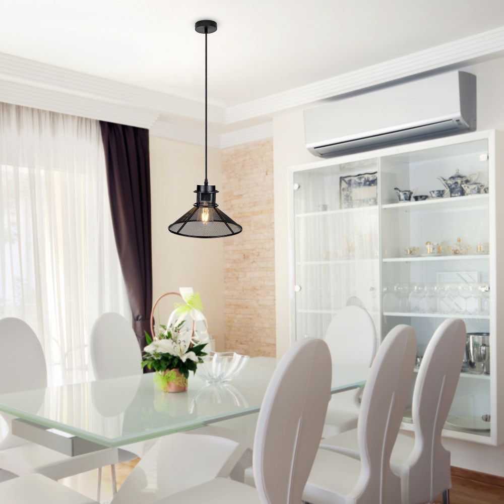 Lampa Wisząca / Klosz: Siatka / Czarny / Średnica: 250