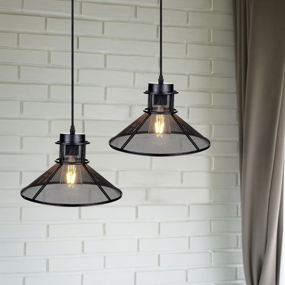 Lampa Wisząca / Klosz: Siatka / Czarny / Średnica: 250