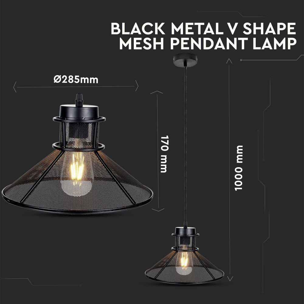 Lampa Wisząca / Klosz: Siatka / Czarny / Średnica: 250