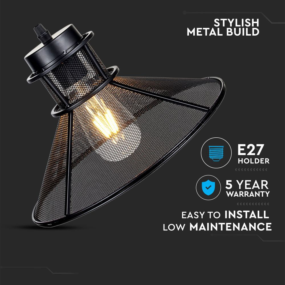 Lampa Wisząca / Klosz: Siatka / Czarny / Średnica: 250