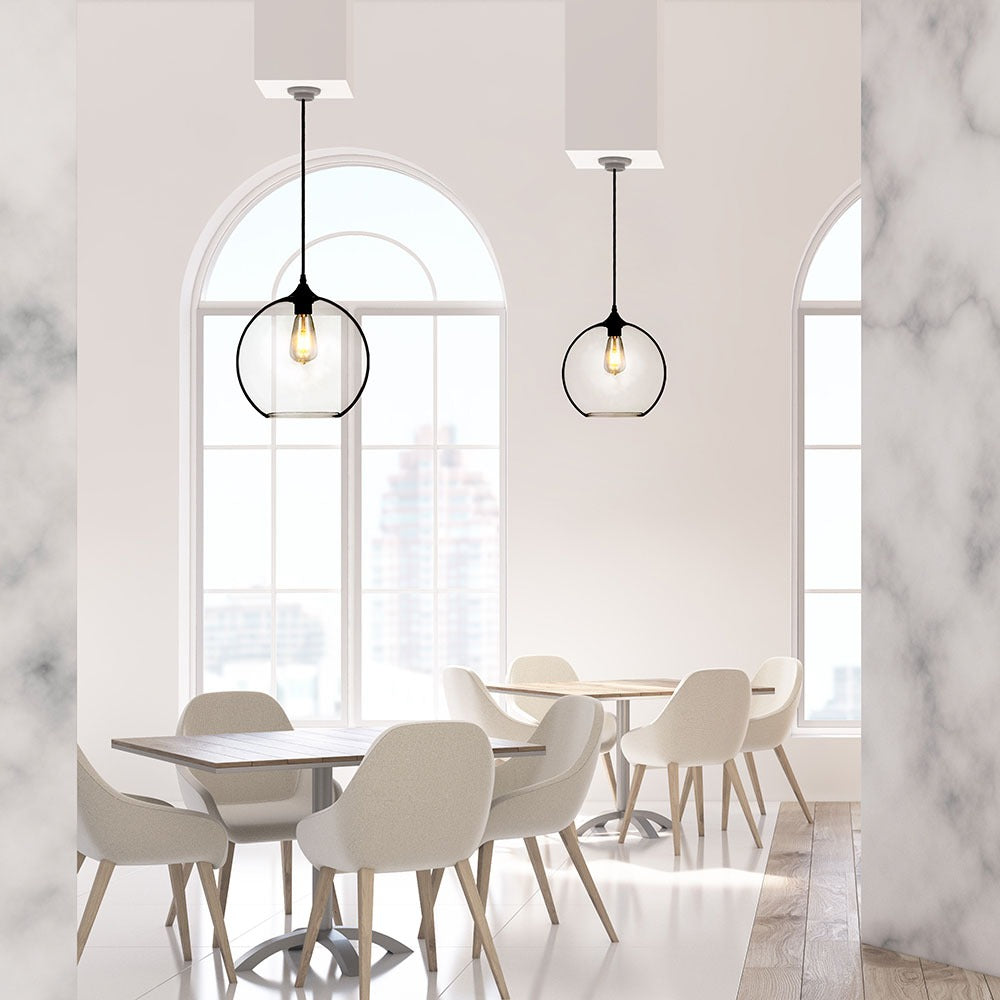 Lampa Wisząca / Klosz: Transparenty / Czarny / Średnica: 300