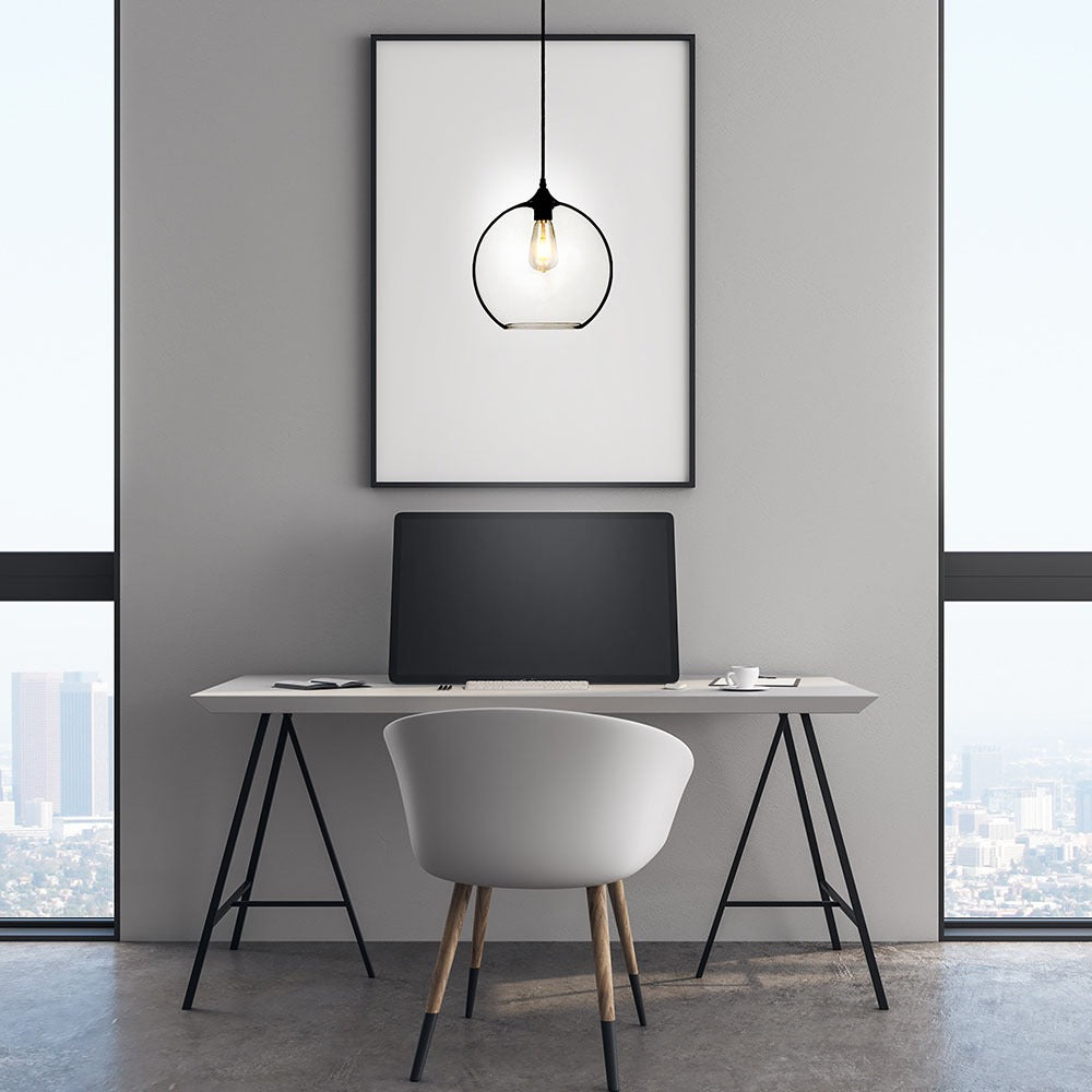 Lampa Wisząca / Klosz: Transparenty / Czarny / Średnica: 300