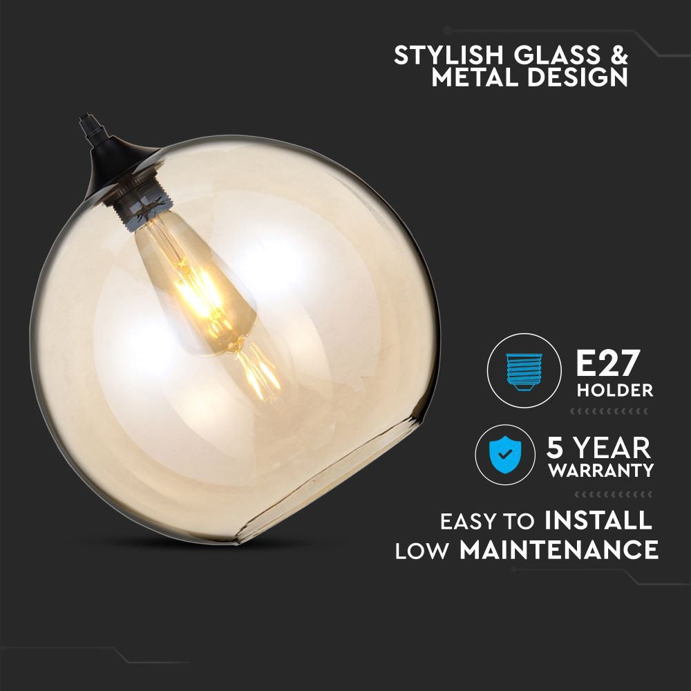 Lampa Wisząca / Klosz: Bursztynowy / Średnica: 300