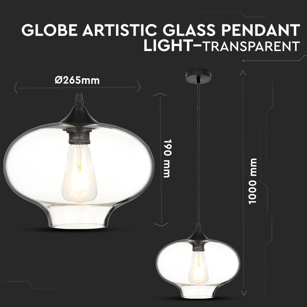 Lampa Wisząca / Klosz: Transparenty / Czarny / Średnica: 280