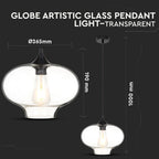 Lampa Wisząca / Klosz: Transparenty / Czarny / Średnica: 280