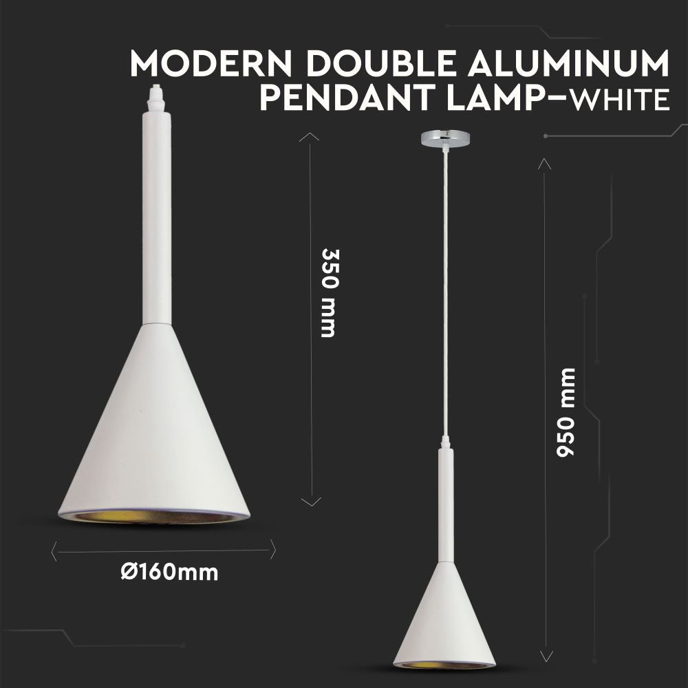 Lampa Wisząca / Lejkowata / Klosz: Aluminium / Biały