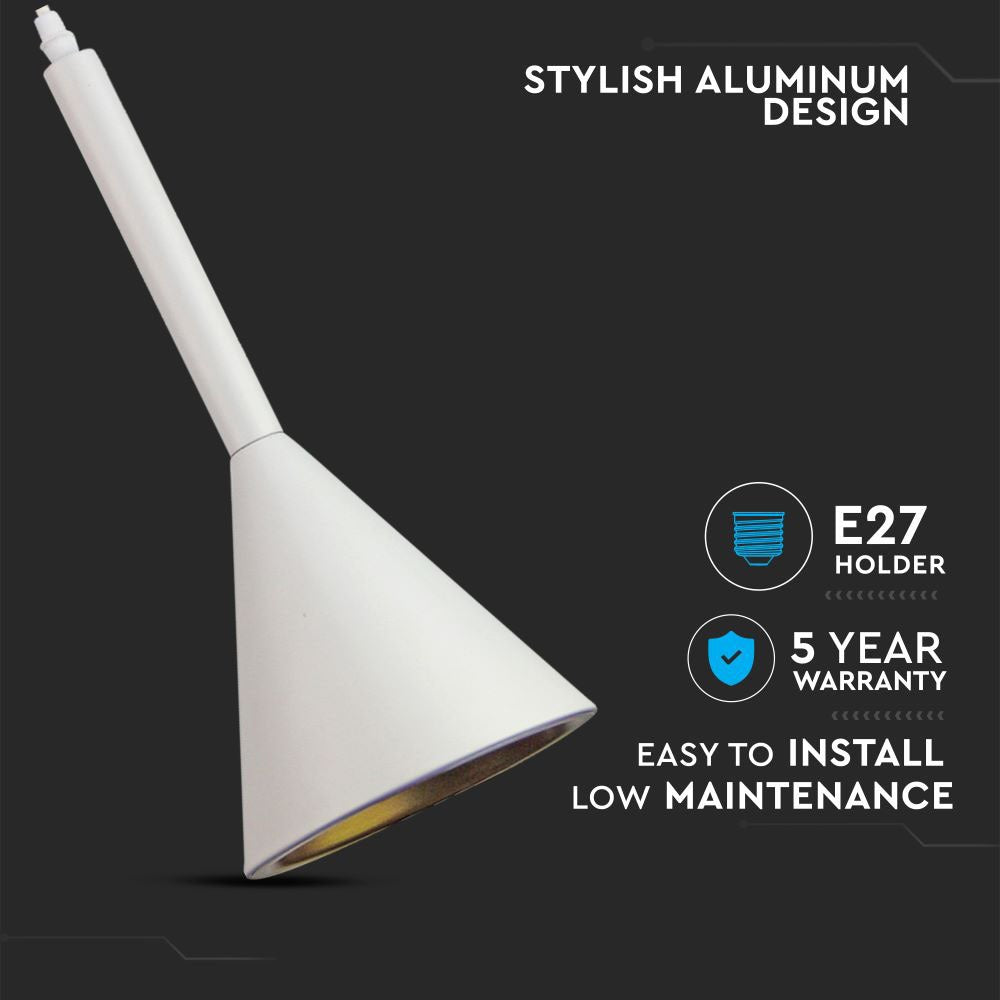 Lampa Wisząca / Lejkowata / Klosz: Aluminium / Biały