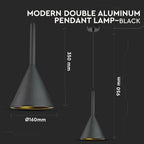 Lampa Wisząca / Lejkowata / Klosz: Aluminium / Czarny