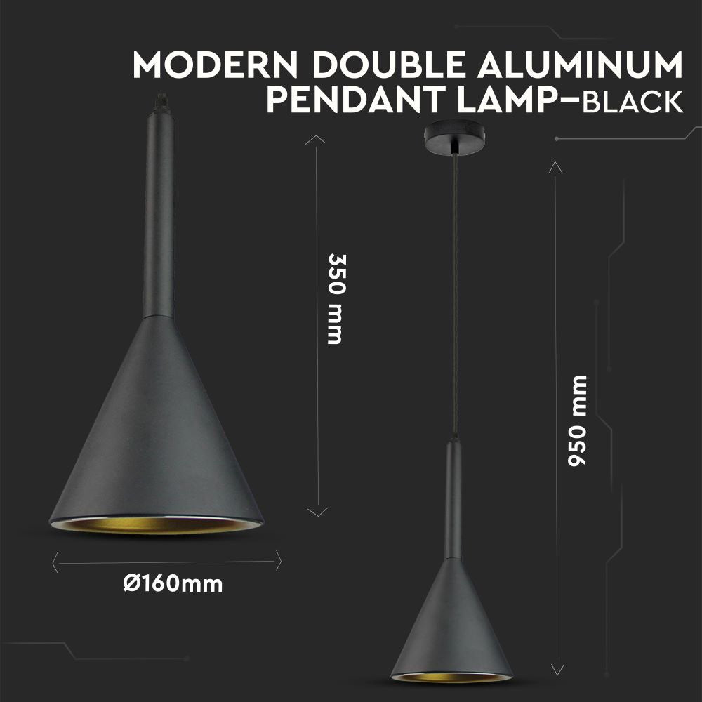 Lampa Wisząca / Lejkowata / Klosz: Aluminium / Czarny