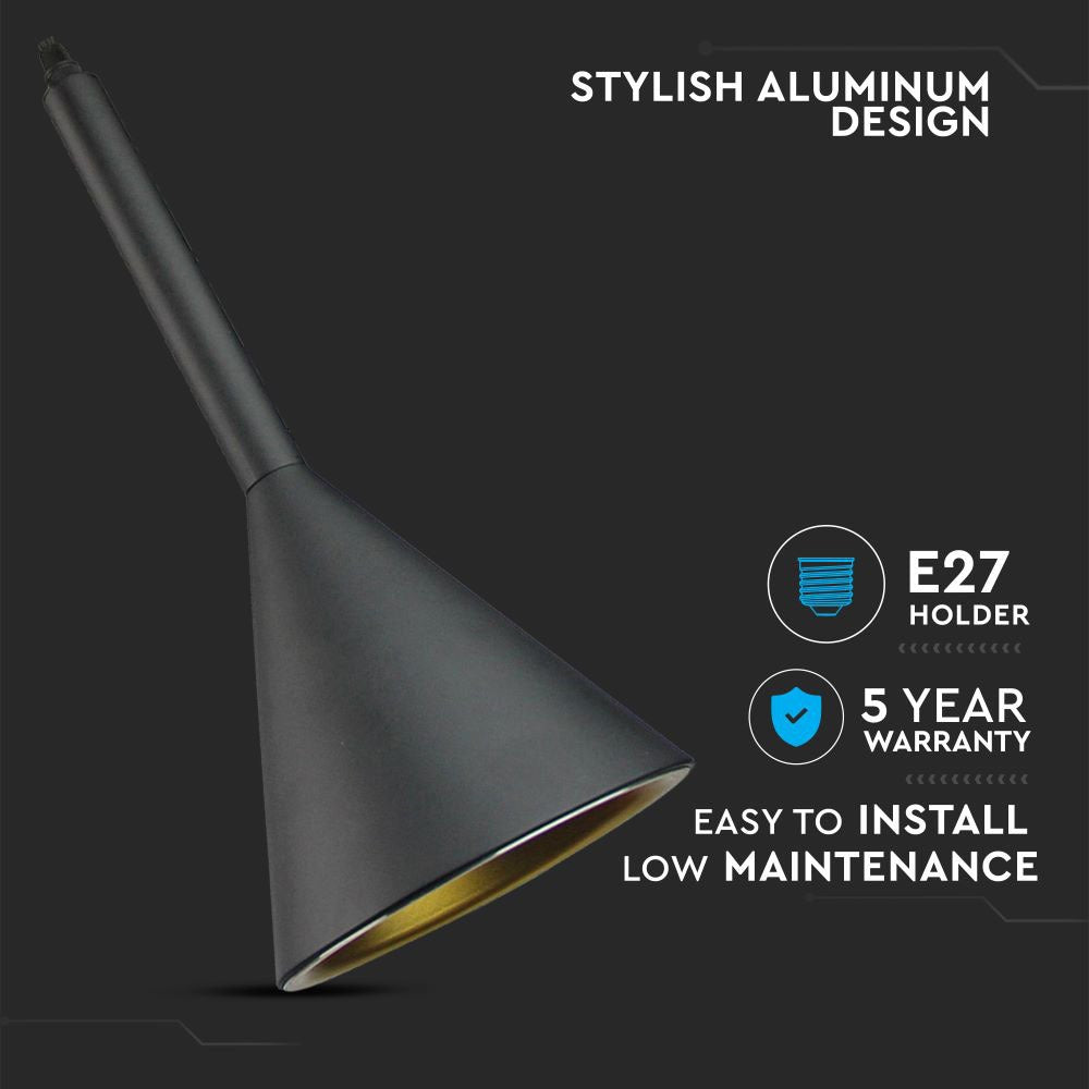 Lampa Wisząca / Lejkowata / Klosz: Aluminium / Czarny