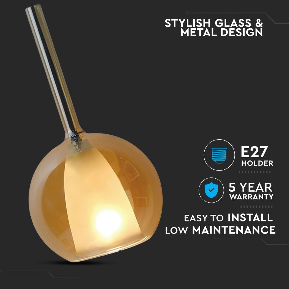 Lampa Wisząca / Klosz: Podwójne szkło / Bursztynowy / Średnica: 300