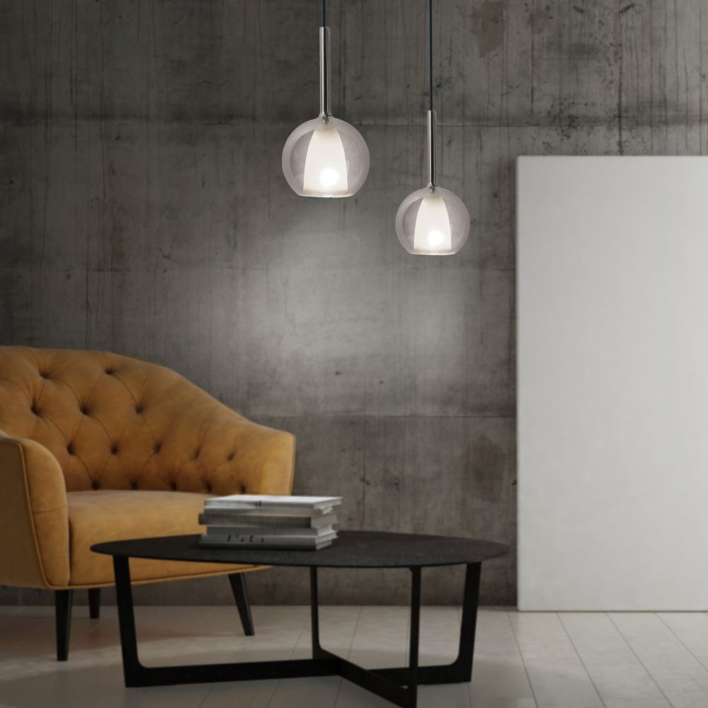 Lampa Wisząca / Klosz: Podwójne szkło / Szara / Średnica: 300