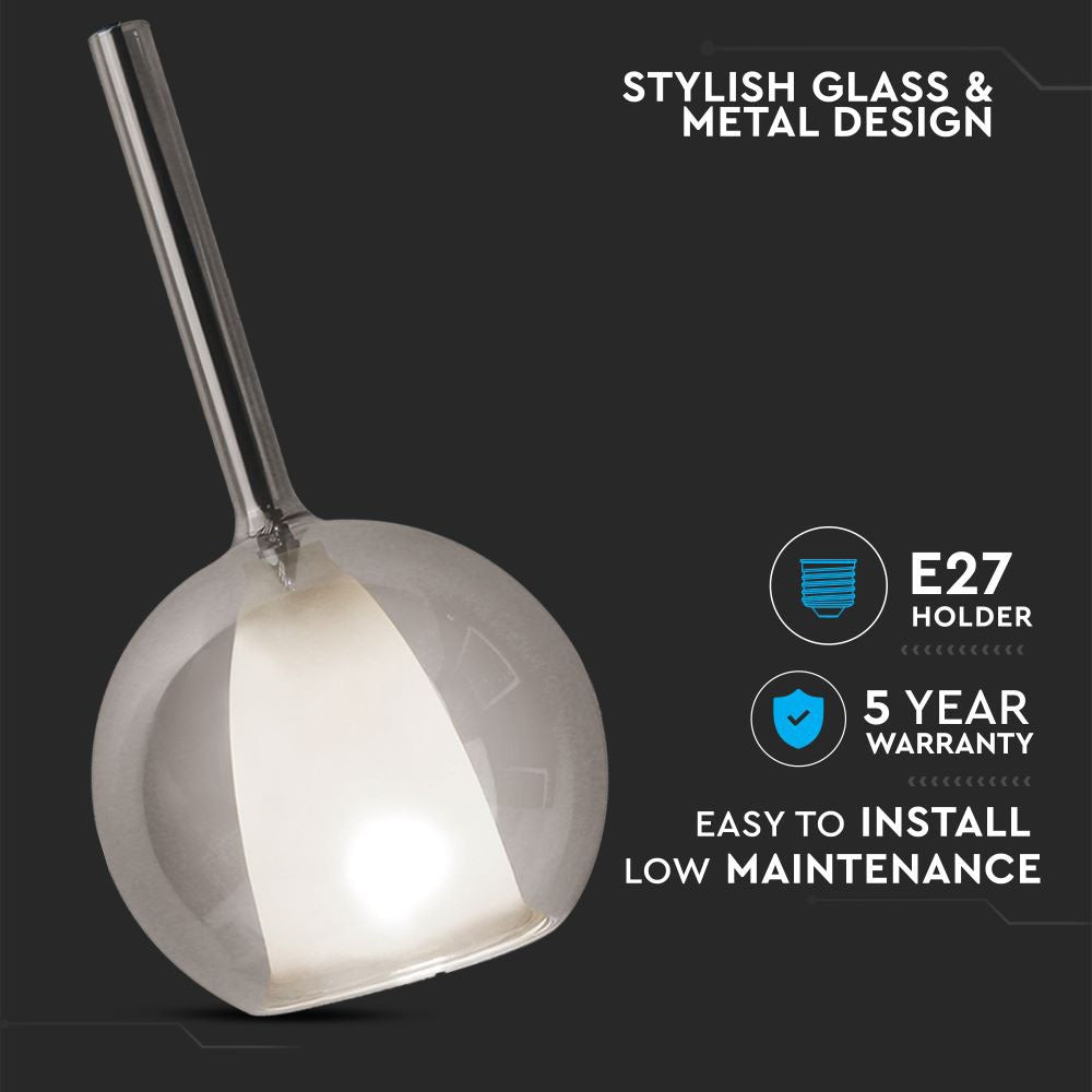 Lampa Wisząca / Klosz: Podwójne szkło / Szara / Średnica: 300