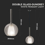 Lampa Wisząca / Klosz: Podwójne szkło / Szara