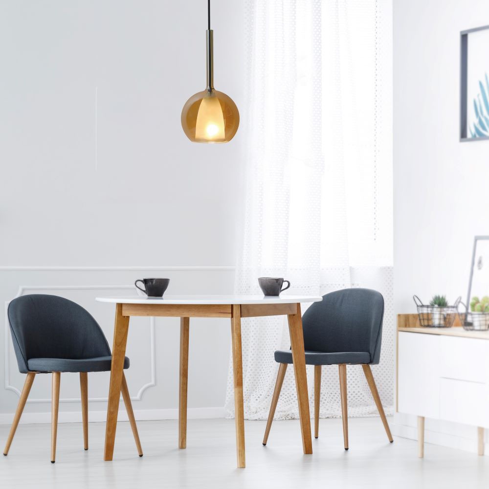 Lampa Wisząca / Klosz: Podwójne szkło / Bursztynowy
