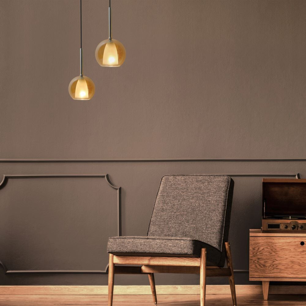 Lampa Wisząca / Klosz: Podwójne szkło / Bursztynowy