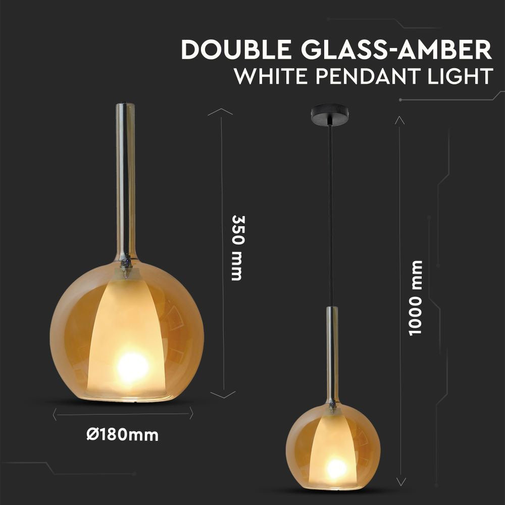 Lampa Wisząca / Klosz: Podwójne szkło / Bursztynowy