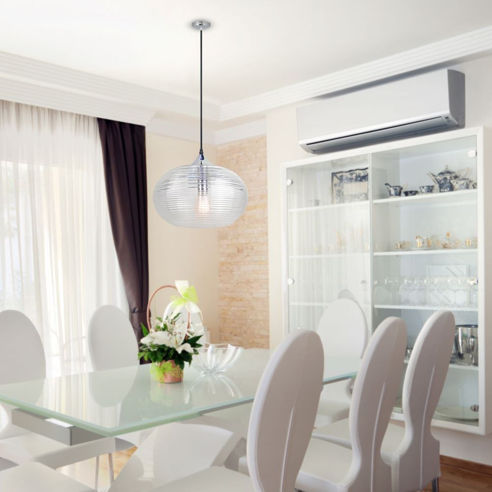 Lampa Wisząca / Klosz: Podwójne szkło karbowane / Transparenty / Średnica: 330