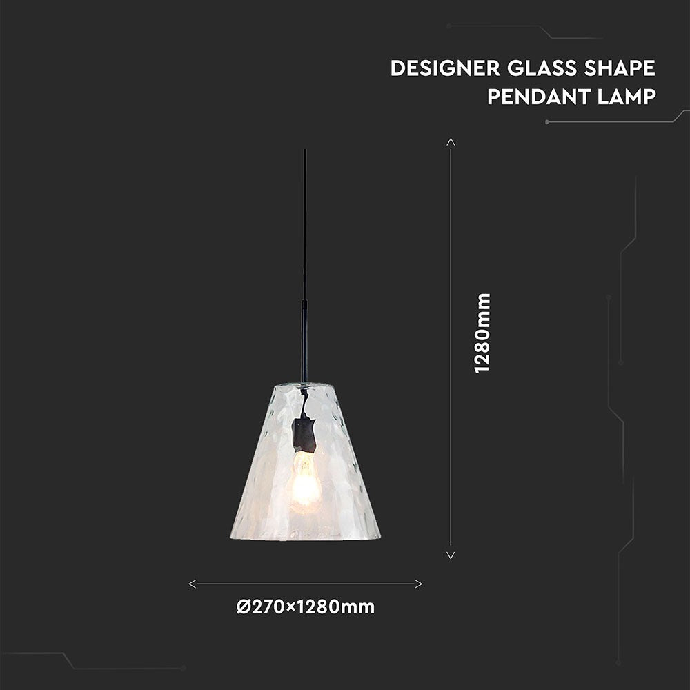 Lampa Wisząca / Klosz: Szkło / Czarny / Średnica: 270