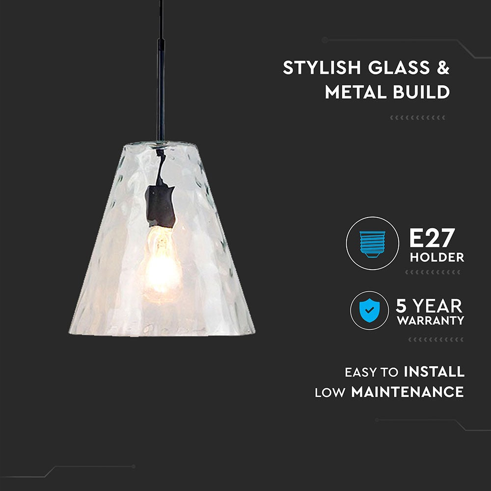 Lampa Wisząca / Klosz: Szkło / Czarny / Średnica: 270