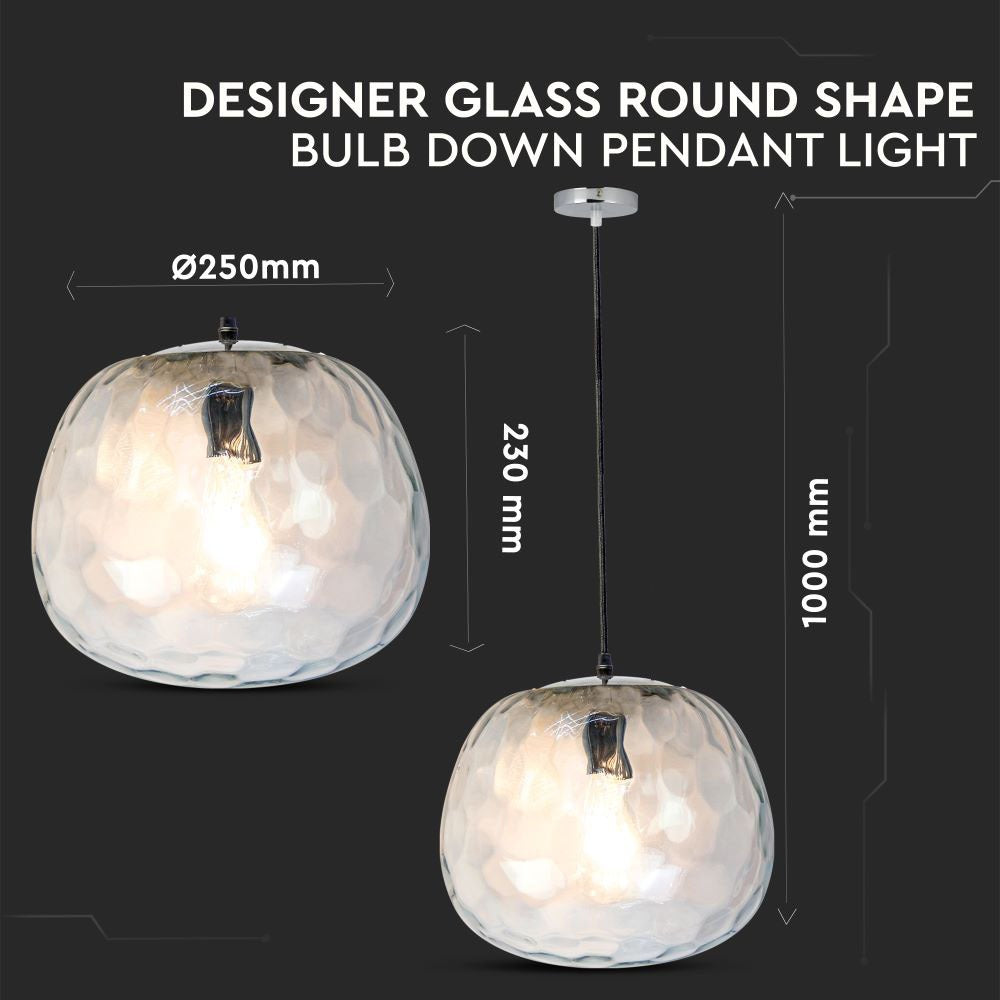 Lampa Wisząca / Klosz: Szkło / Czarny/ Średnica: 250