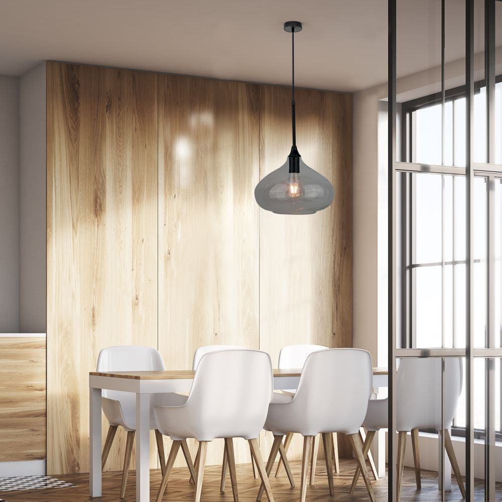 Lampa Wisząca / Klosz: Szkło / Czarny / Średnica: 280