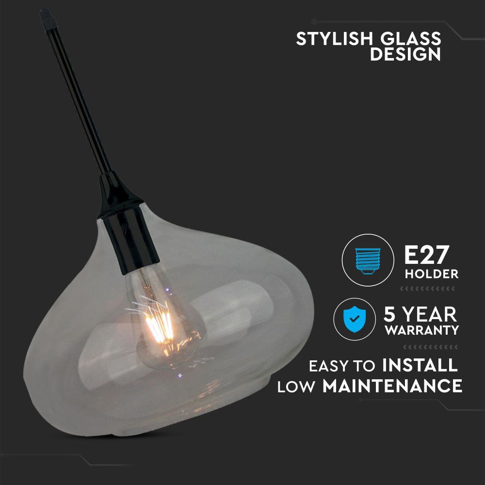 Lampa Wisząca / Klosz: Szkło / Czarny / Średnica: 280