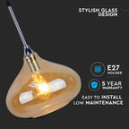 Lampa Wisząca / Klosz: Szkło / Bursztynowy / Średnica: 280