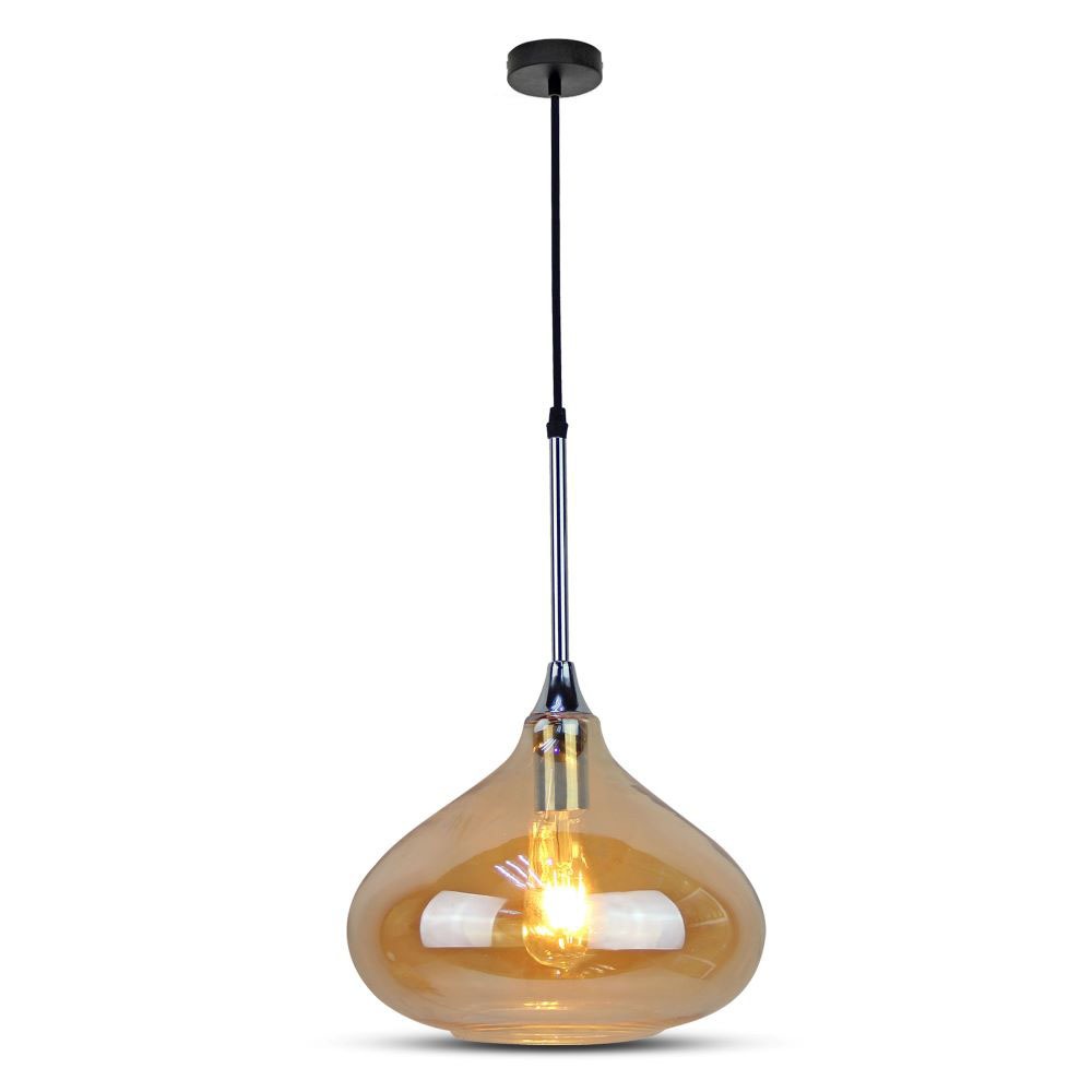 Lampa Wisząca / Klosz: Szkło / Bursztynowy / Średnica: 280
