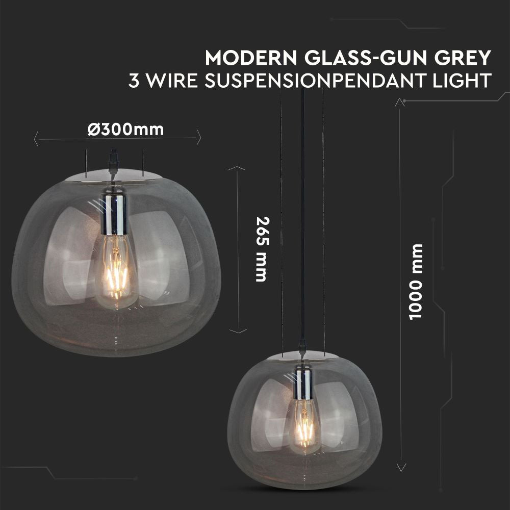 Lampa Wisząca / Klosz: Szkło / Zawieś 3x linka / Średnica: 290
