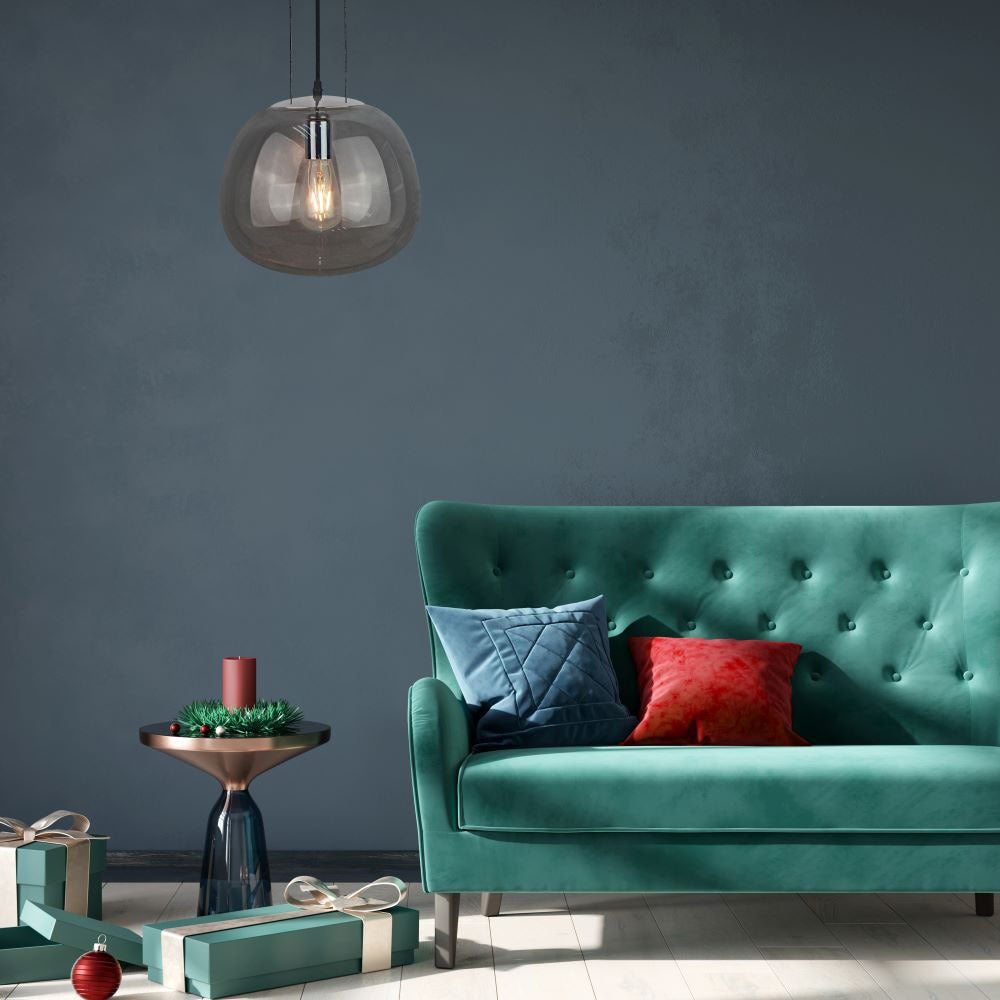Lampa Wisząca / Klosz: Szkło / Zawieś 3x linka / Średnica: 380